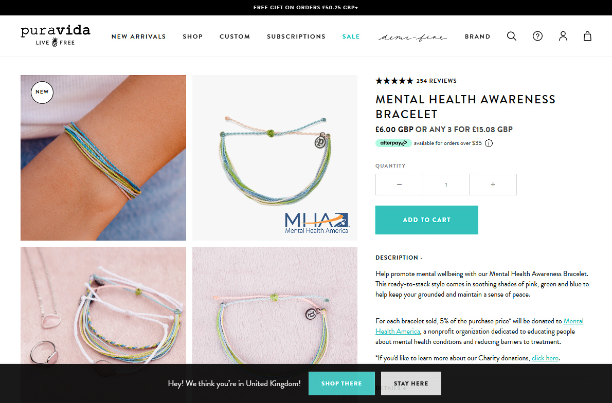 Oure Vida Bracelets website uses blog posts and incredible product descriptions